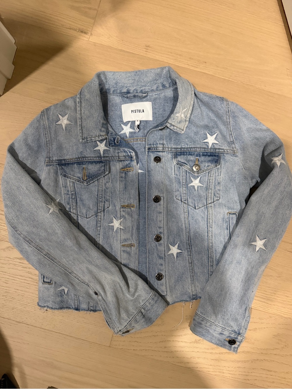 Pistola Light Blue Star Print Denim Jacket